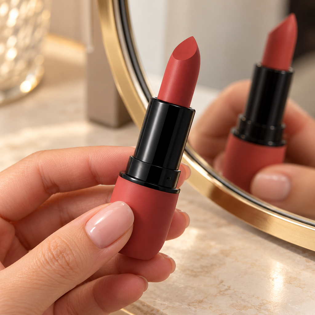 Labial mate terracota — vista de detalle.