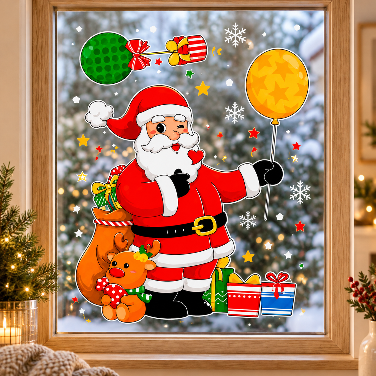 Vinil Navideño de Santa Claus para Ventana · fotografía ambientada de Vendalia · SKU 51447