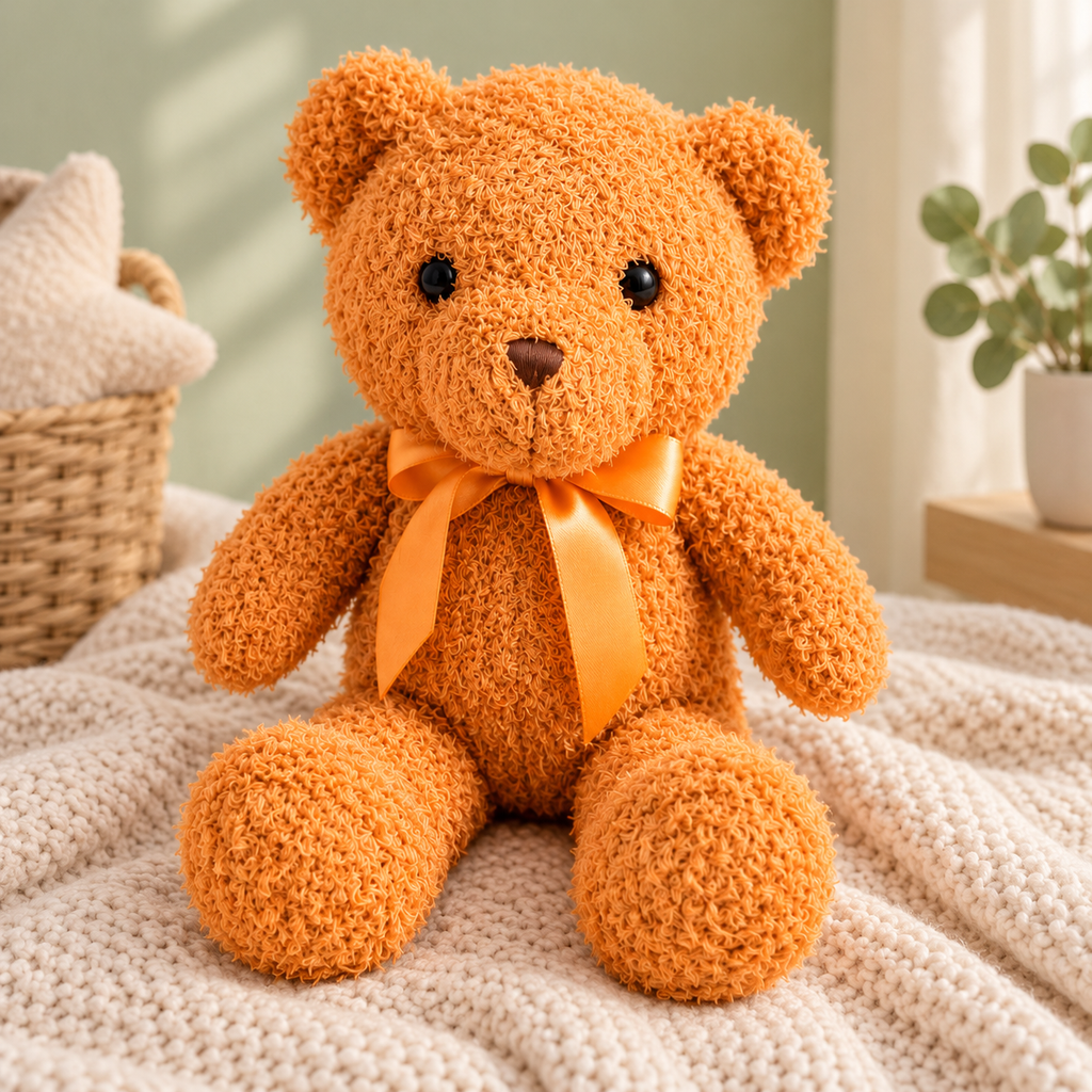 Oso de Peluche Clásico con Moño en ambiente de hogar — Vendalia