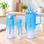 Set de botellas reutilizables Tau Pei Bear · 3 piezas — Azul — SKU 51461