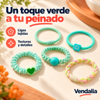 Ligas para Cabello Estilo Coreano verdes — presentación Vendalia