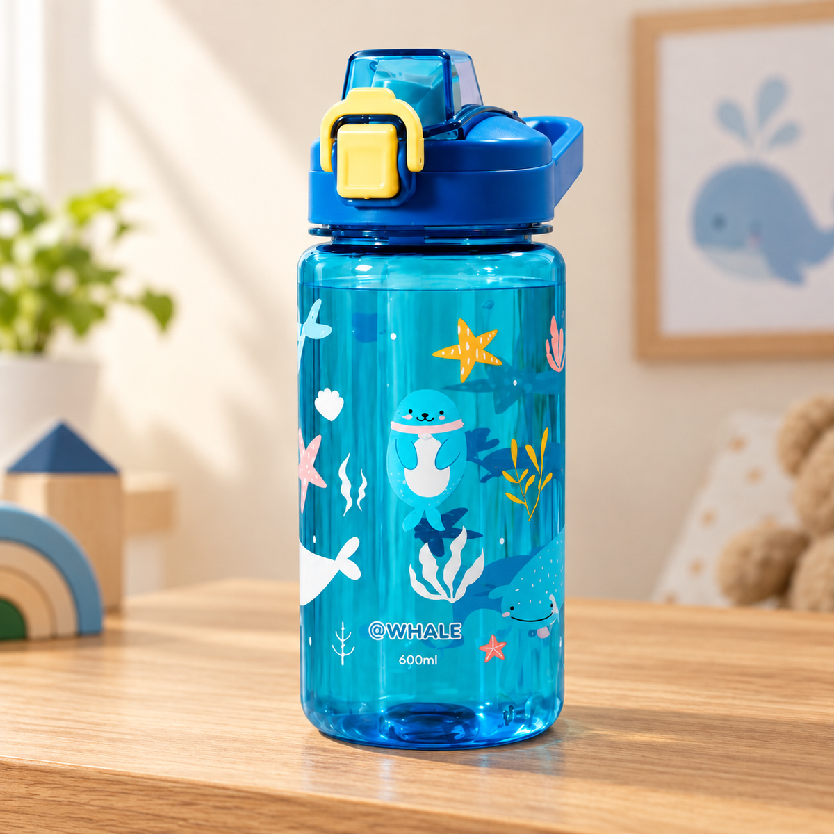 Botella Infantil de Agua con Diseño Marino en ambiente Vendalia