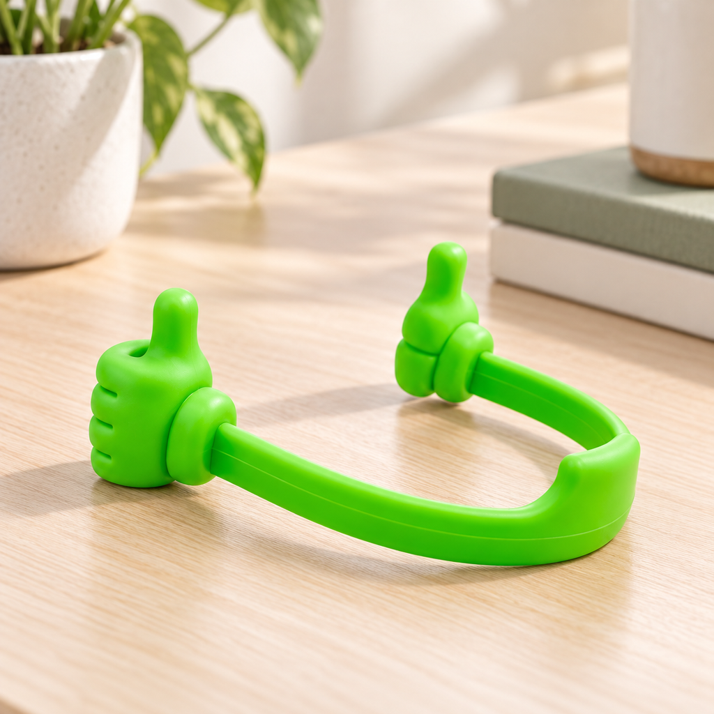 Soporte flexible para celular con manos Like — Verde limón — SKU 51500