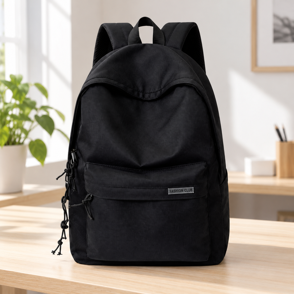 Mochila Casual Unisex Color Negro en ambiente de hogar — Vendalia
