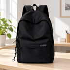 Mochila Casual Unisex Color Negro en ambiente de hogar — Vendalia