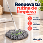 Trapeador de microfibra gris con detalles blancos y verde neón · portada Vendalia