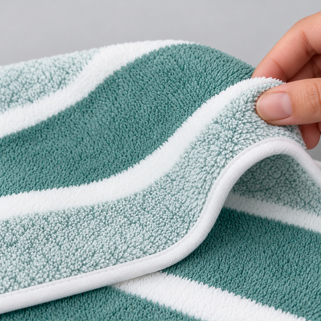 Toallas rayadas de microfibra para baño y manos · 2 piezas — verde — vista de detalle
