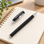 Bolígrafo gel negro con diseño elegante TEST 2 · Paquete de 10 piezas en ambiente Vendalia