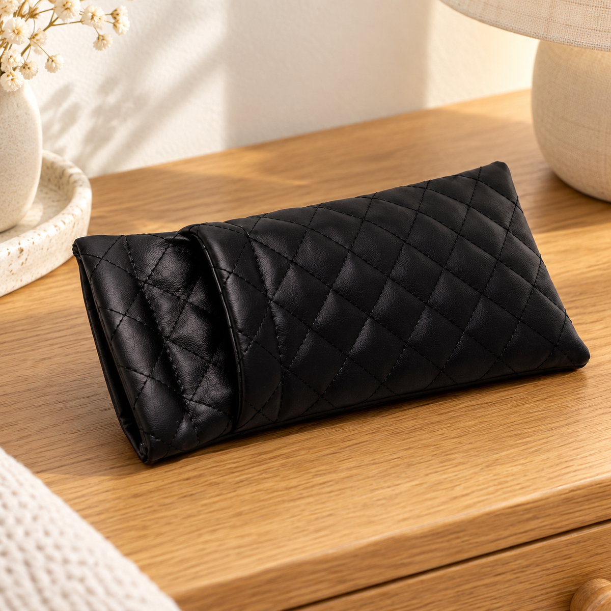 Funda Doble para Lentes de Piel Sintética PU en ambiente de hogar — Vendalia