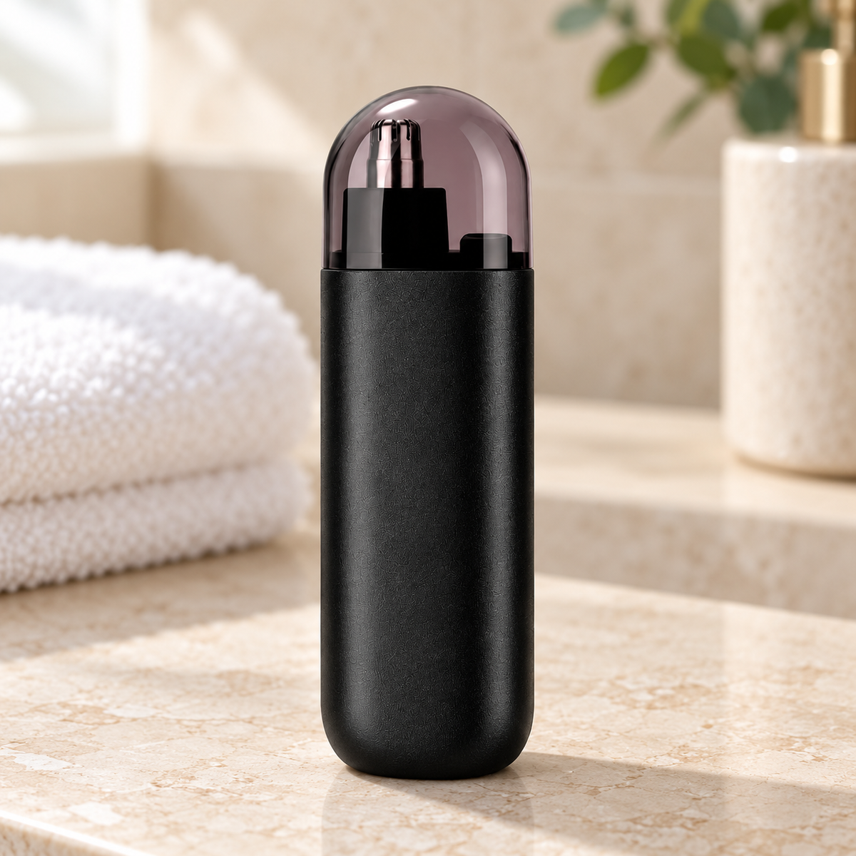 Recortador Eléctrico Nasal en ambiente de hogar — Vendalia. La fotografía muestra un recortador con su tapa protectora; los accesorios del kit no se muestran.