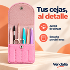 Juego de pinzas para cejas portátil rosa — presentación Vendalia