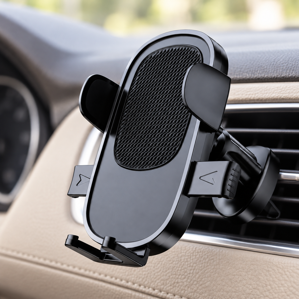 Soporte para celular con clip para rejilla de automóvil · fotografía ambientada de Vendalia · SKU 52625