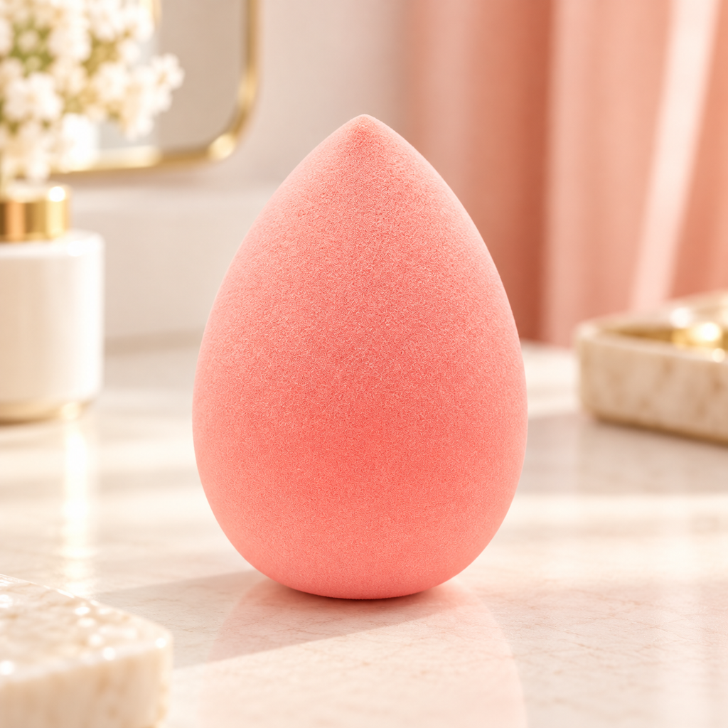 Esponja de maquillaje rosa, ejemplo del surtido — Vendalia