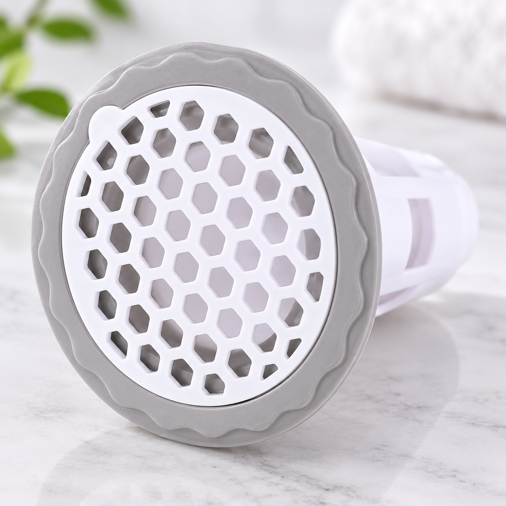 Filtro blanco con gris para drenaje — detalle