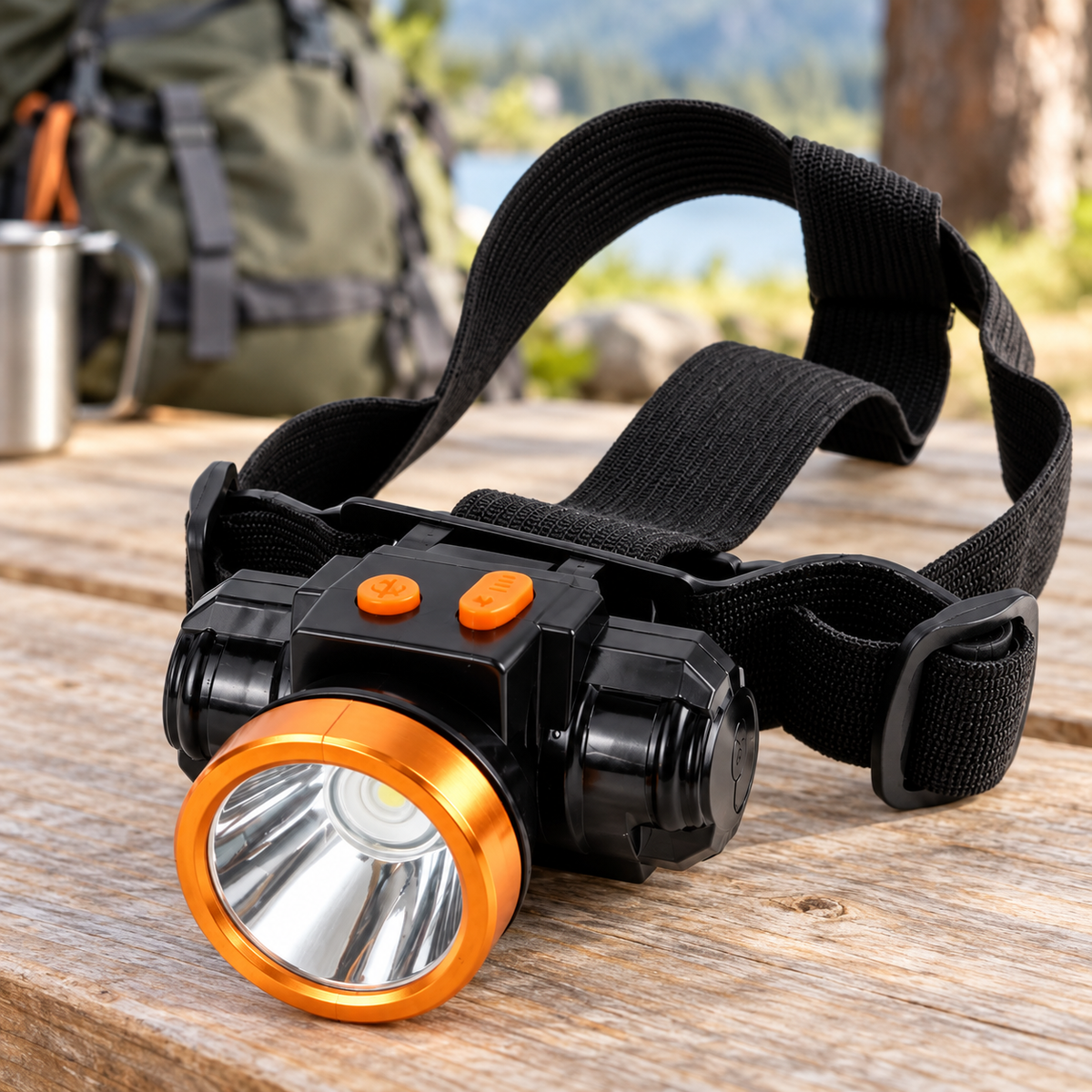 Lámpara Frontal LED con Banda Ajustable en ambiente de hogar — Vendalia