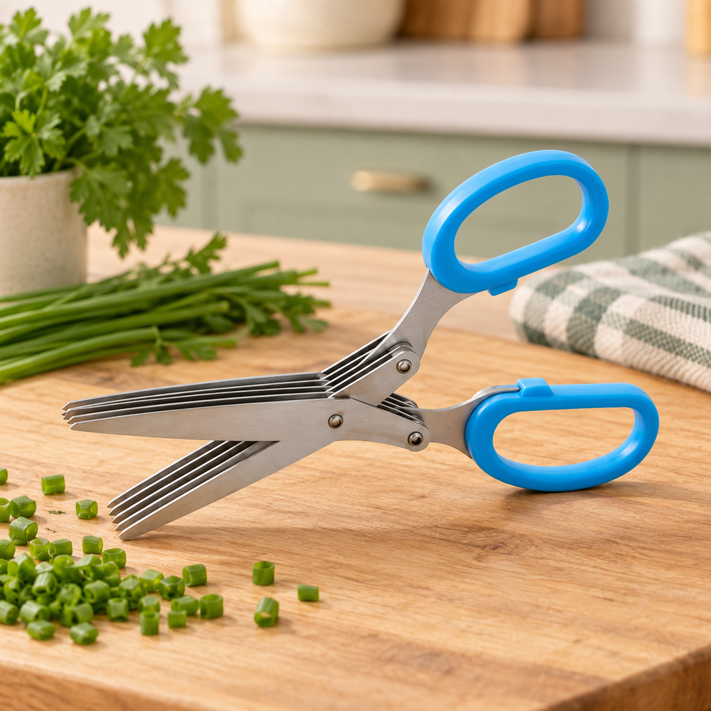 Tijera de Cocina con 5 Hojas de Corte · fotografía ambientada de Vendalia · SKU 52742
