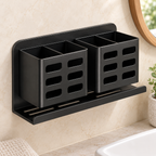 Organizador de pared metálico negro en ambiente de hogar — Vendalia
