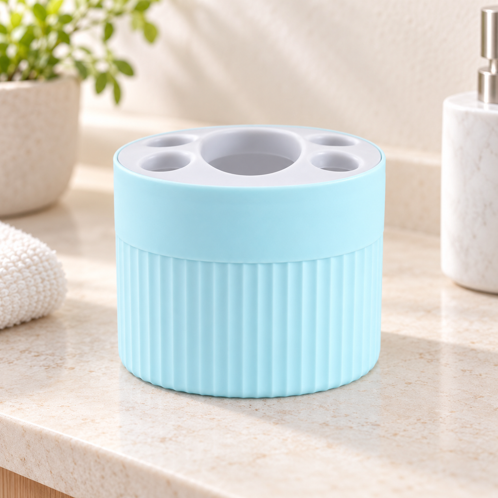 Organizador azul para Baño Porta Cepillos con Compartimentos en ambiente de hogar — Vendalia
