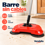 Escoba manual roja con doble cepillo giratorio — Presentación Vendalia