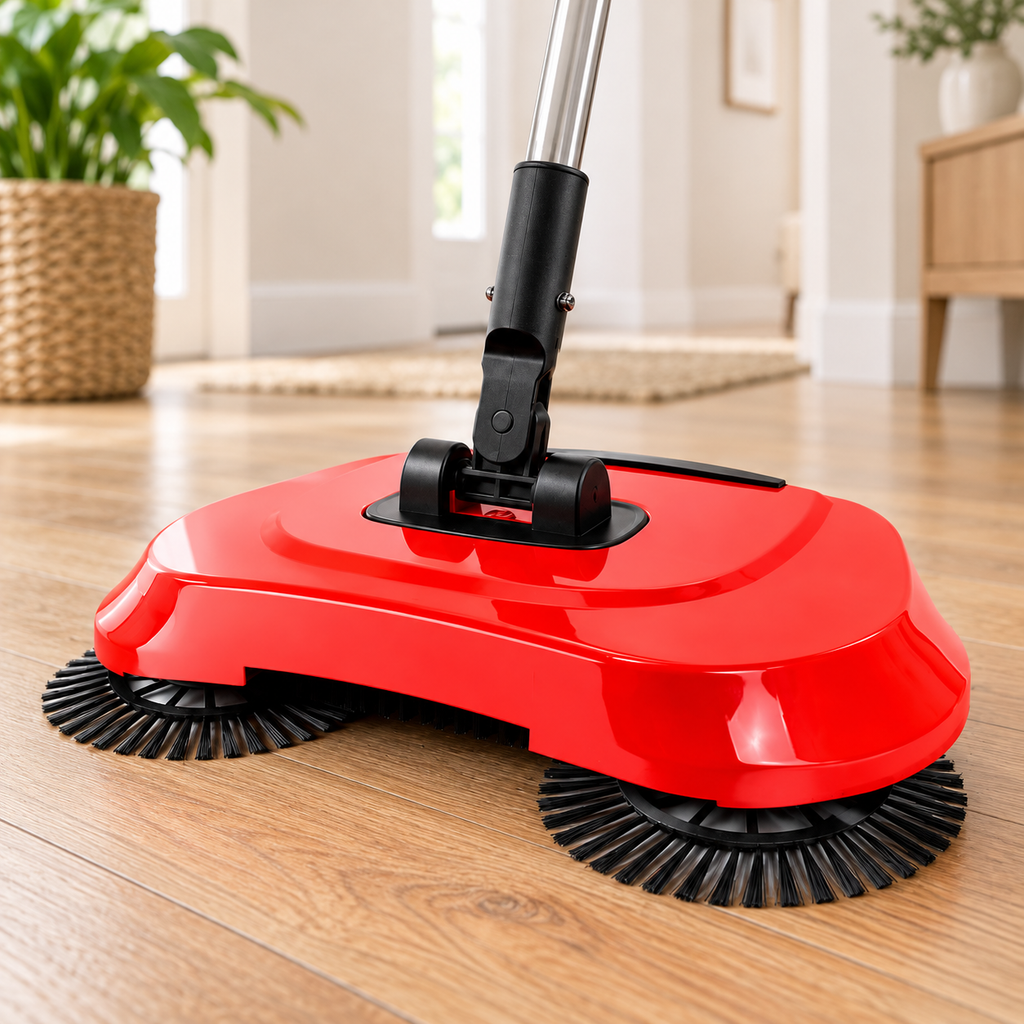 Detalle del cabezal de Escoba Manual Giratoria 360° con Doble Cepillo — Vendalia