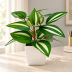 Planta artificial decorativa con maceta en ambiente de hogar — Vendalia