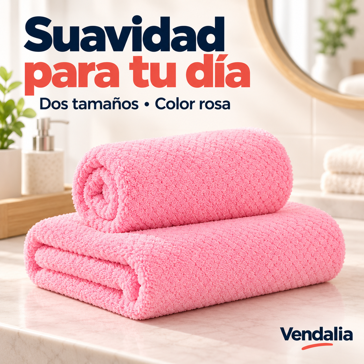 Juego de dos toallas afelpadas rosa — Vendalia.