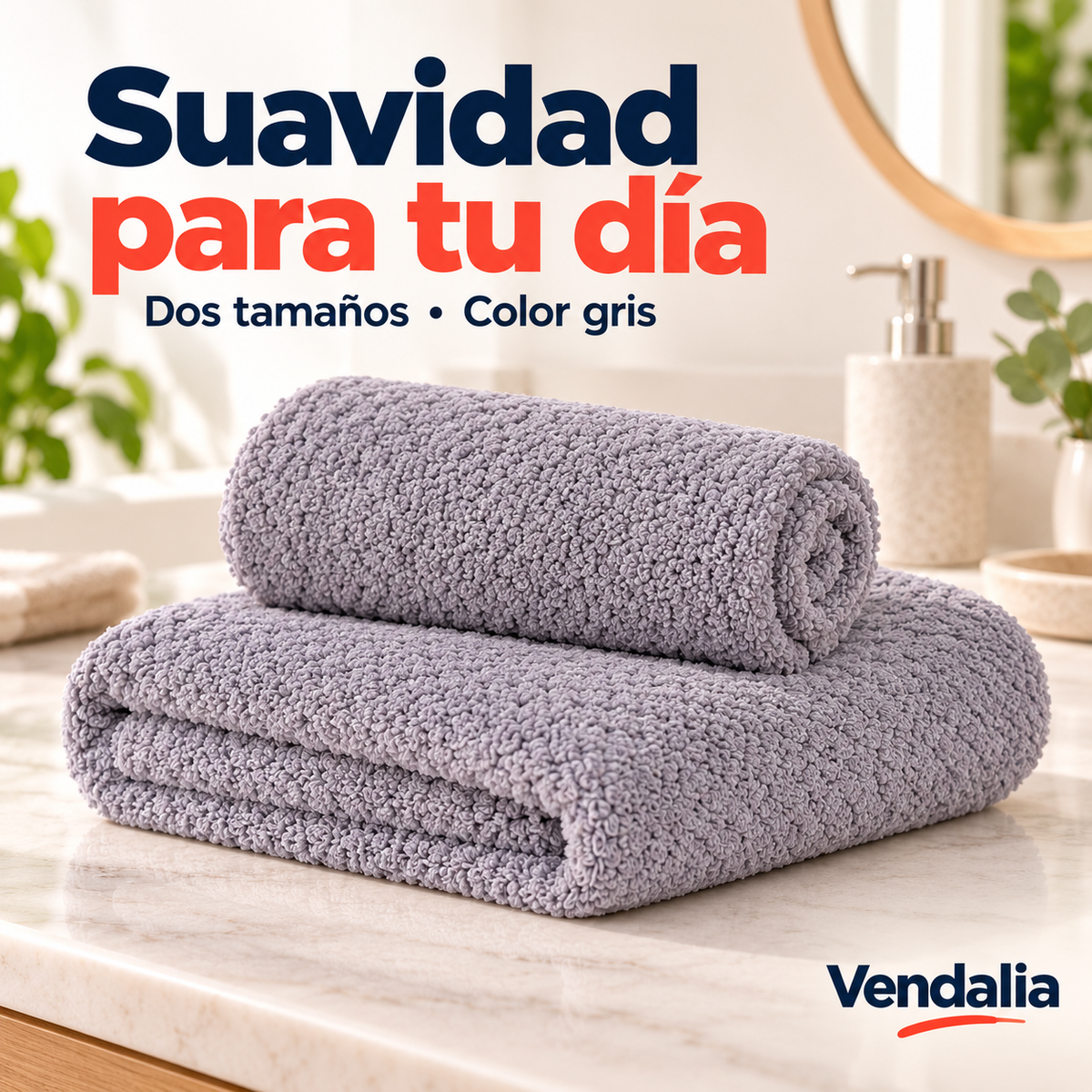 Juego de dos toallas afelpadas gris — Vendalia.