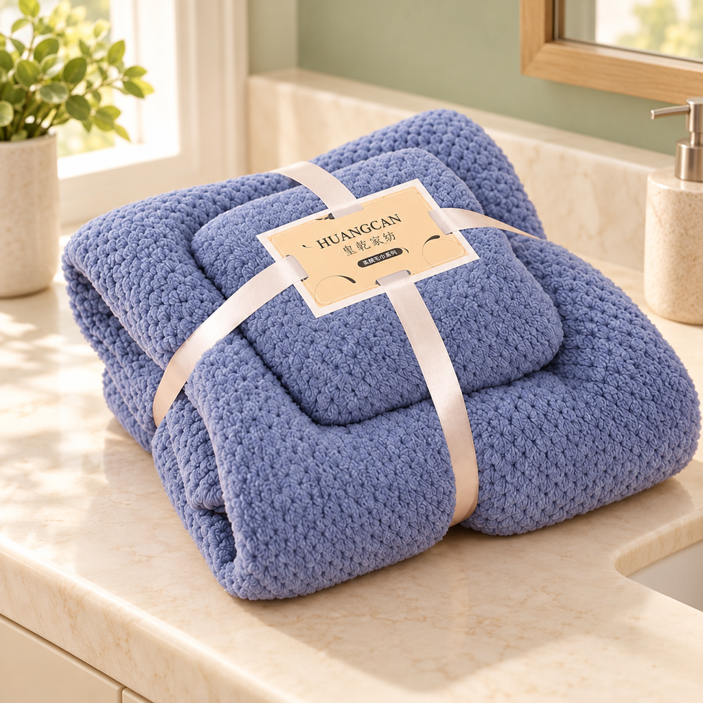 Toallas Afelpadas Suaves y Absorbentes azul · fotografía ambientada de Vendalia · SKU 52820