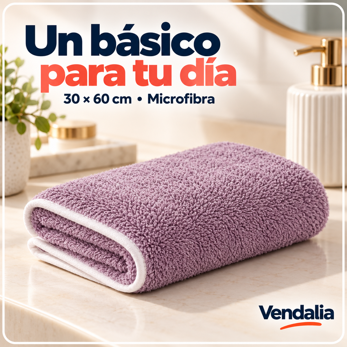 Toalla de microfibra lila con orilla blanca — Vendalia.
