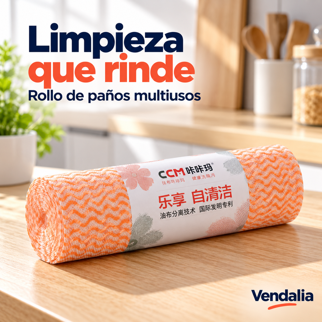 Un rollo de paños blanco con ondas naranjas.