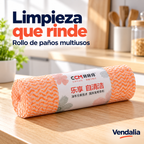 Un rollo de paños blanco con ondas naranjas.