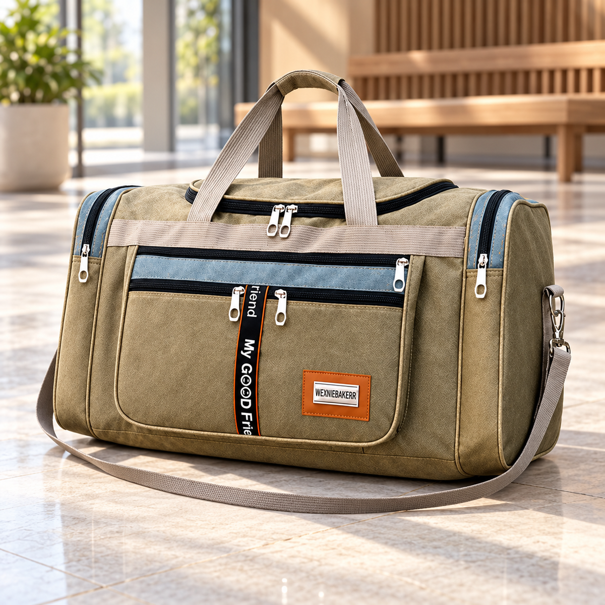 Bolso de Viaje Grande y Resistente Caqui en ambiente Vendalia