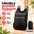 Mochila plegable negra — presentación Vendalia