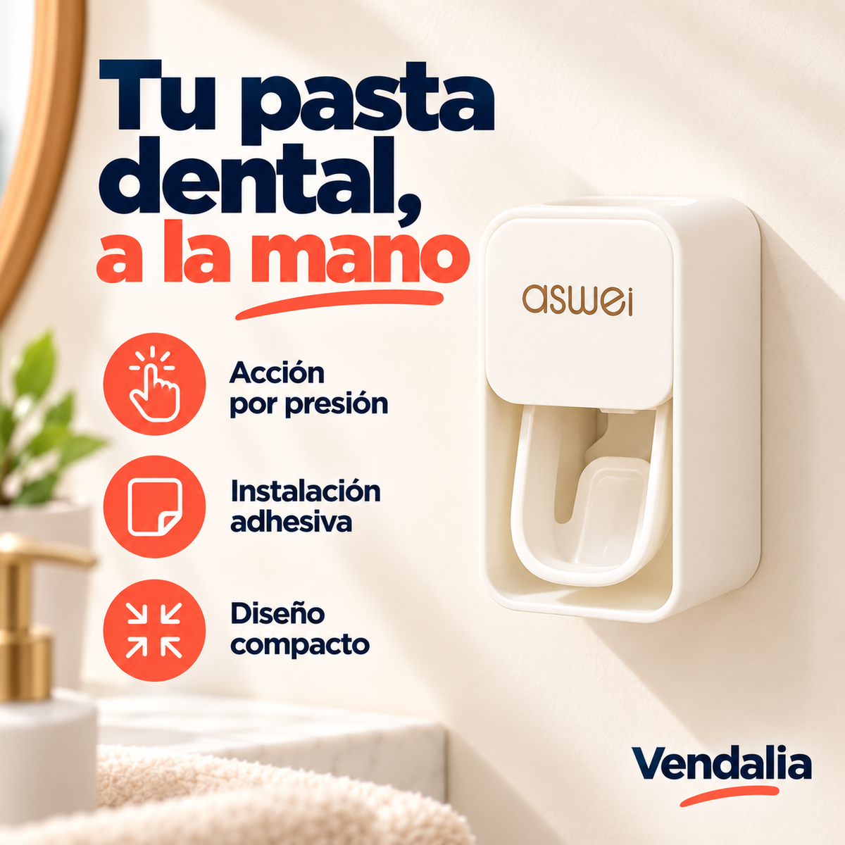 Dispensador de Pasta Dental — presentación Vendalia