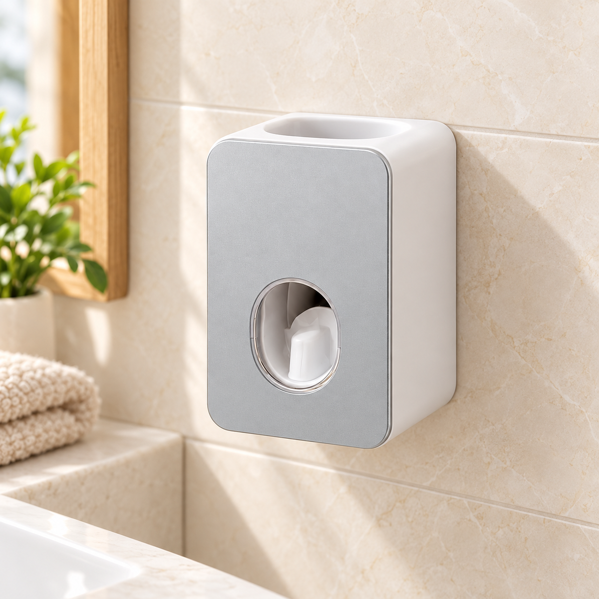Dispensador de pasta dental en ambiente de hogar — Vendalia