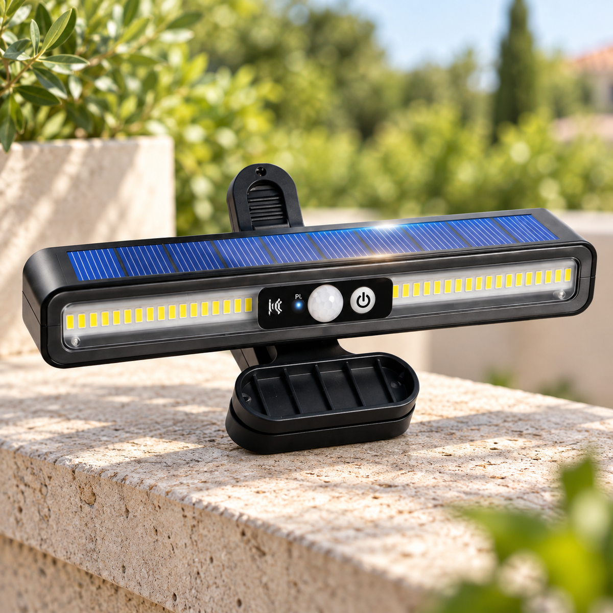 Lámpara Solar con Sensor de Movimiento y clip en ambiente de hogar — Vendalia