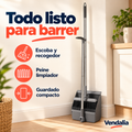 Recogedor y escoba grises con mangos largos — portada Vendalia