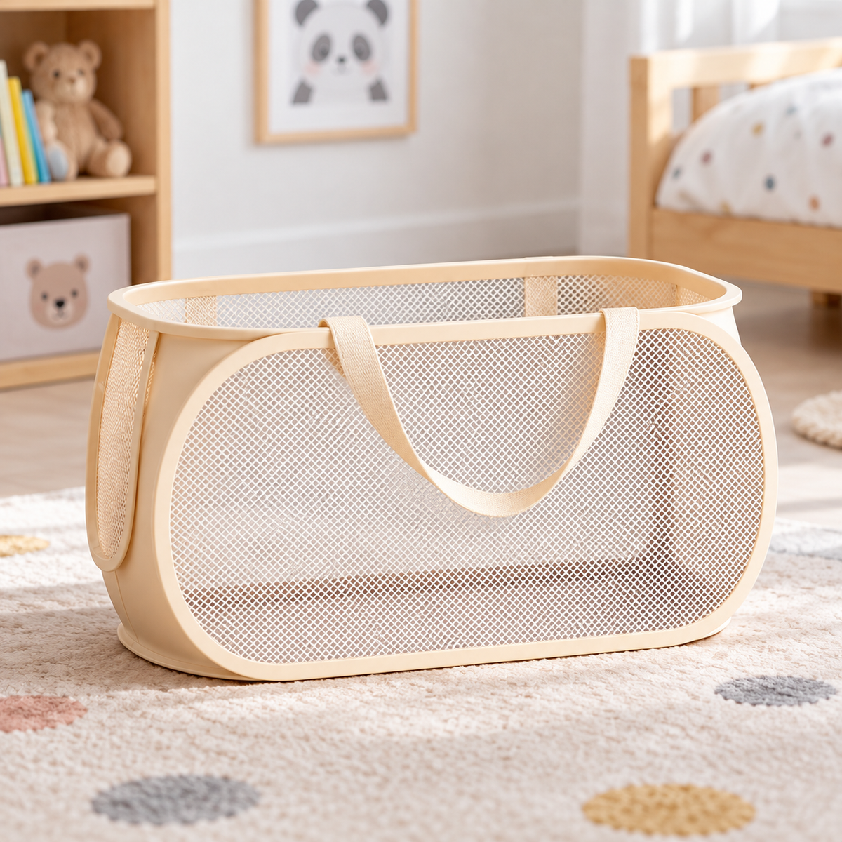 Canasta Organizadora de Juguetes Infantil. Fotografía del producto en ambiente Vendalia.
