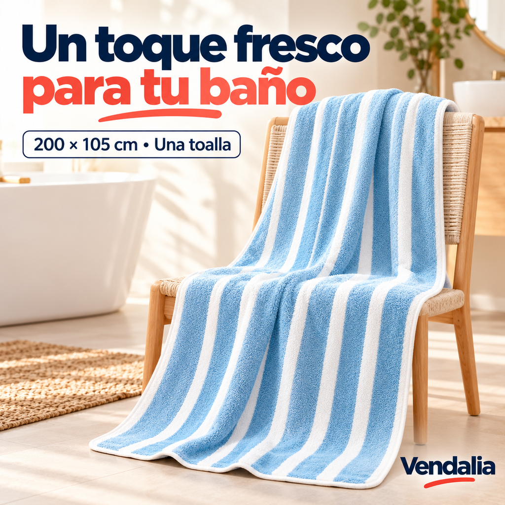 Toalla de baño a rayas azul — Vendalia.