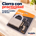 Candado metálico Hise de 70 mm con llaves — Vendalia