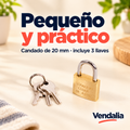 Candado mini dorado de 20 mm con tres llaves — Vendalia