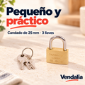 Candado mini dorado de 25 mm con tres llaves — Vendalia