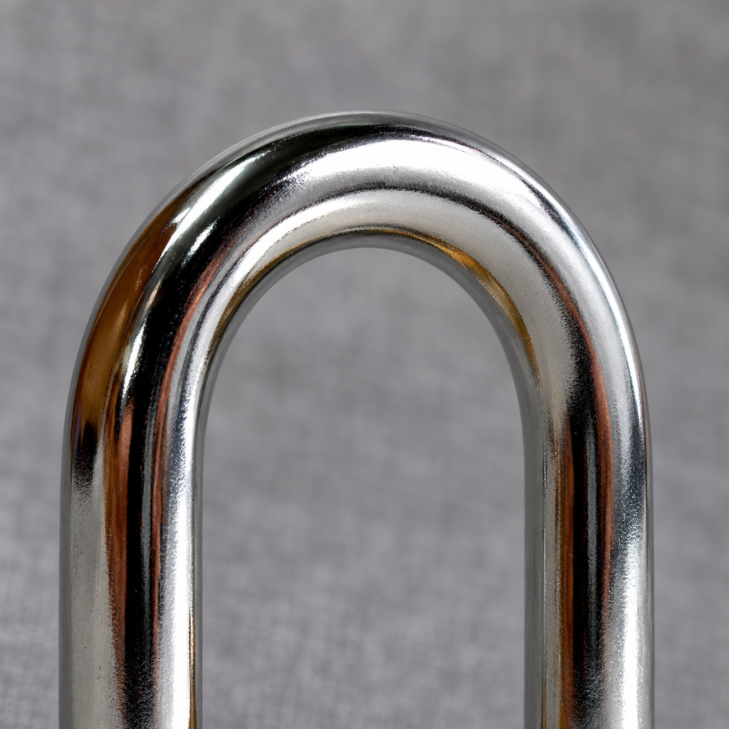 Detalle del arco metálico del candado de 40 mm
