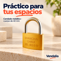 Candado metálico dorado con cuerpo de 40 mm — Vendalia