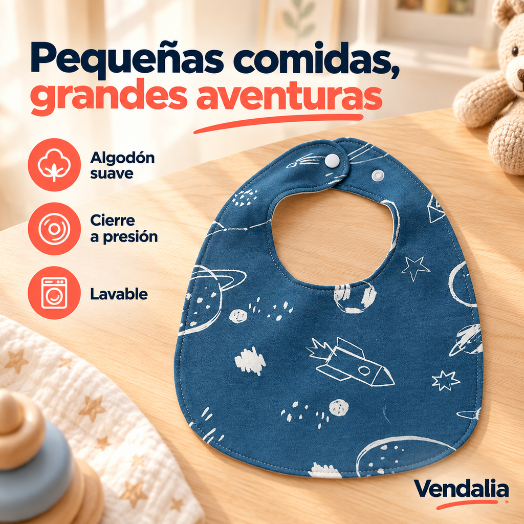 Babero espacial azul — portada Vendalia