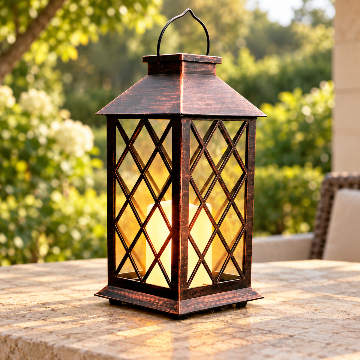 Farol Decorativo Vintage solar en ambiente de hogar — Vendalia