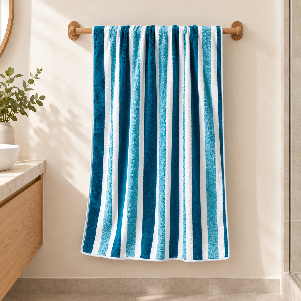 Toalla de Baño de Algodón Azul 135 x 70 cm · fotografía ambientada de Vendalia · SKU 53160