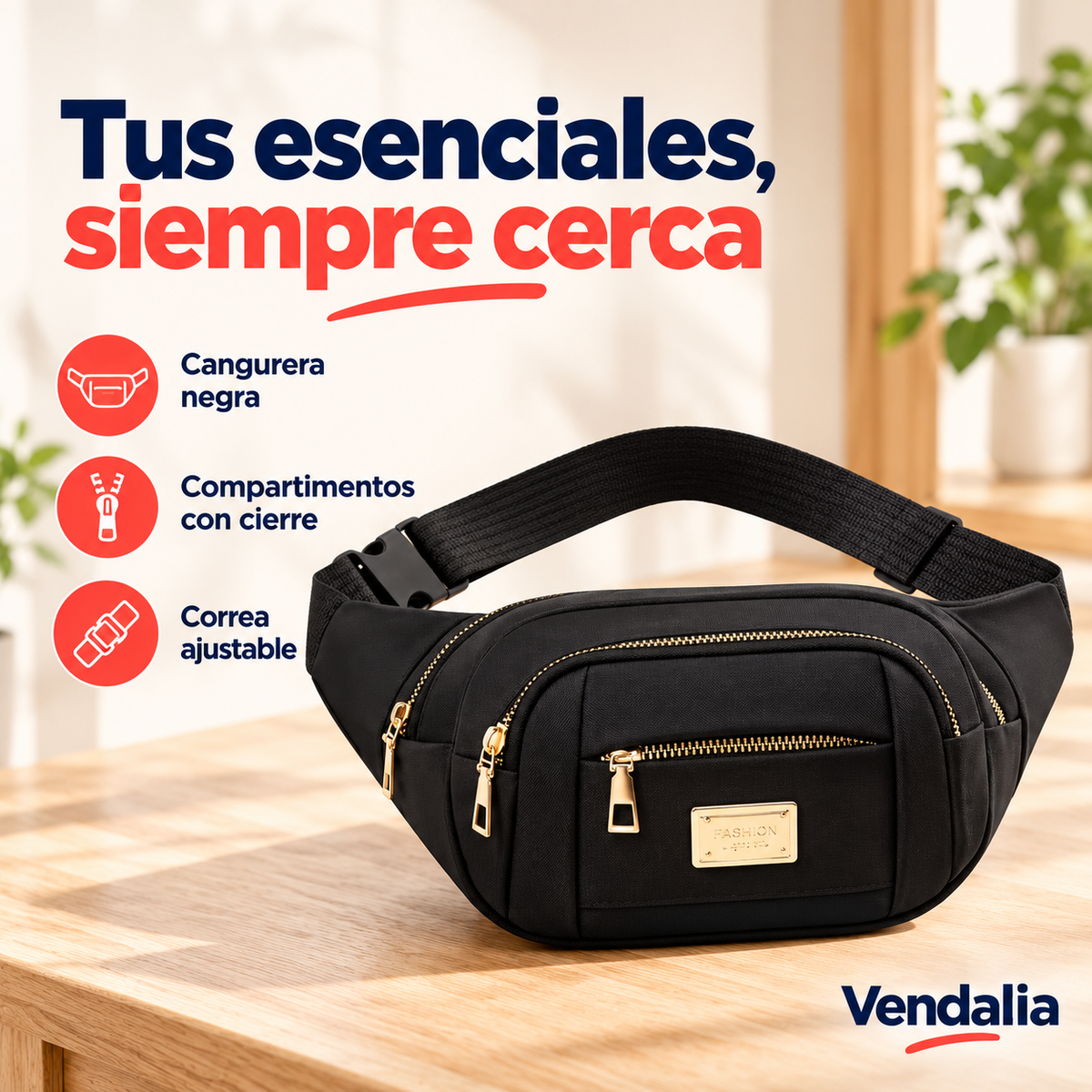 Cangurera negra — presentación Vendalia