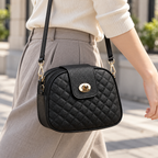 Bolsa de hombro negra — vista de uso y detalle