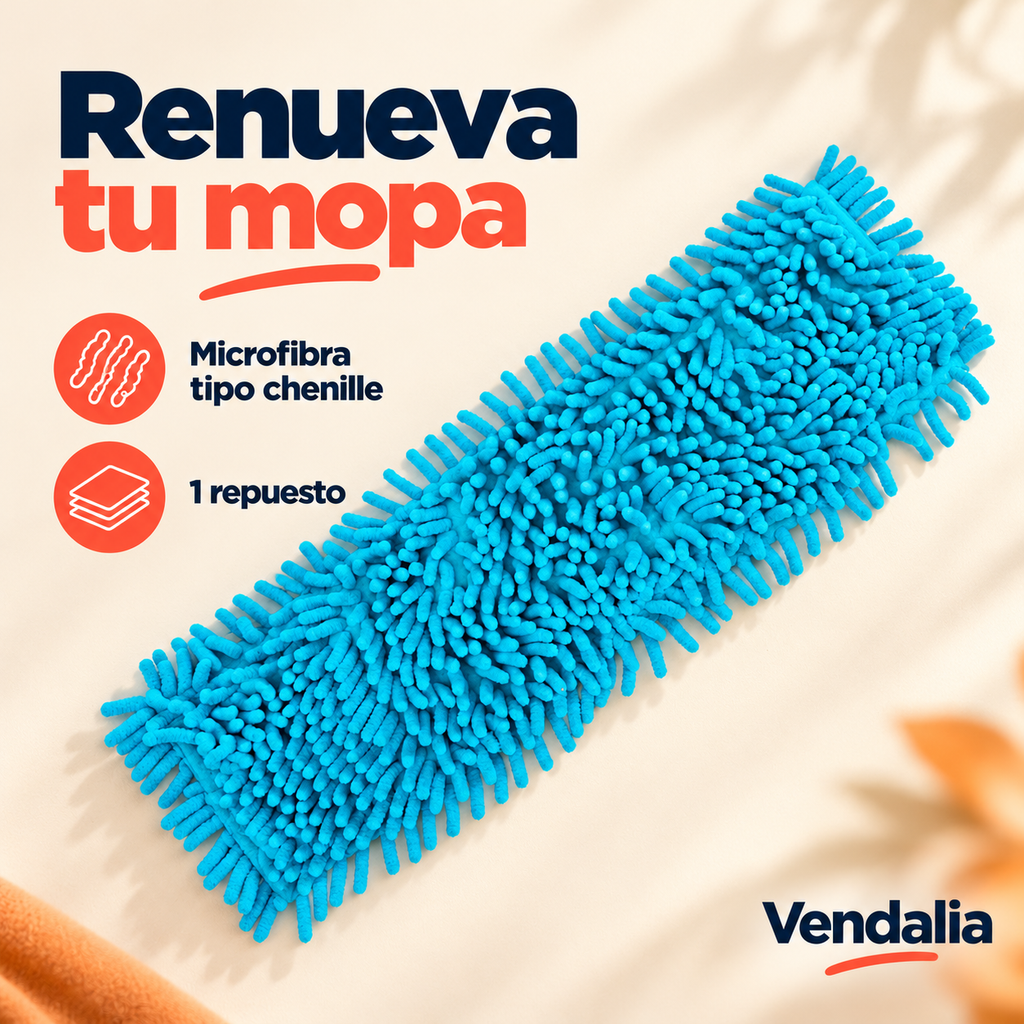 Repuesto de mopa de microfibra azul turquesa · Vendalia